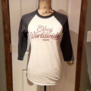 Obey raglan tee - size XS womens